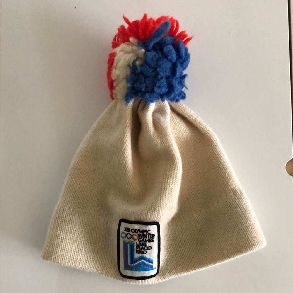 Vintage 1980 Olympics Wool Bobble Hat lake placid